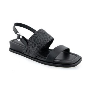 AEROSOLES Black Woven Two‑Band Slingback Sandals